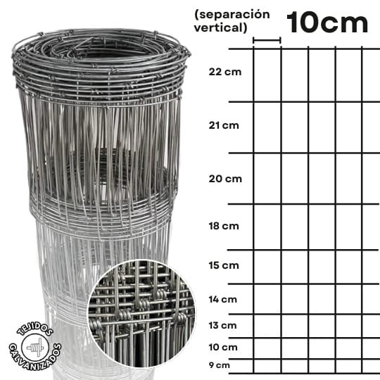 tejido galvanizado anudado 10cm de separacion
